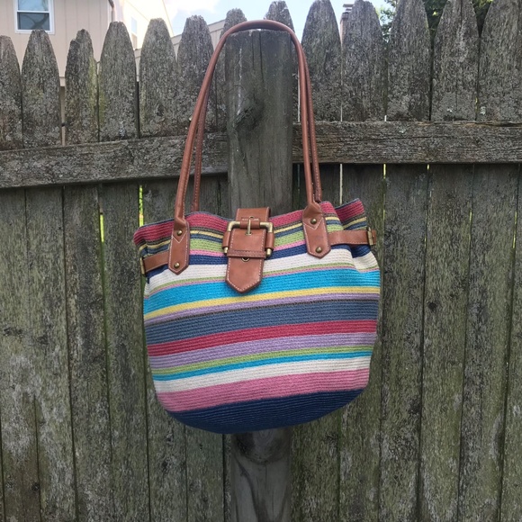 Womens Multicolored Straw Tote - Picture 7 of 7